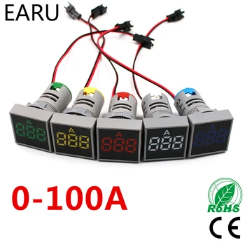 22MM AC60-500V 0-100A Skaitmeninis LED Voltmeter voltmetras Indikatorius Pilotas Šviesos Ammeter Ampermeter Srovės Testeris, Matuoklis, Auto Automobilis
