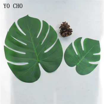YO CHO 12PCS/Daug Namų Dekoro Dirbtiniai Augalai Šilko Monstera Deliciosa Green Turtle Leaf 