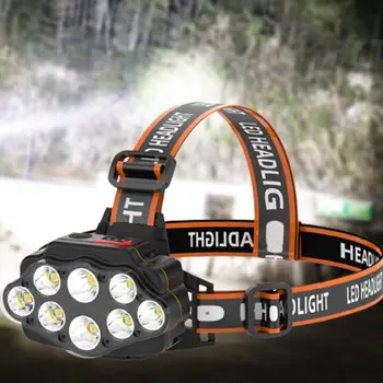 8 LED Lemputė Karoliukai Žibintas atsparus Vandeniui Žibintuvėlis, Avarinis Laipioti Pėsčiomis Naktį Žvejybos Priekiniams USB Headworn priekinis žibintas