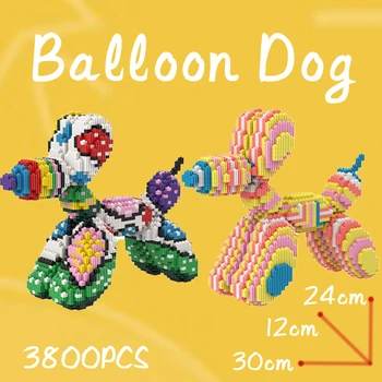 Balionas Šuo Modelis Micro Blokai 3D Gyvūnų Spalvinga Plytų Surinkti 