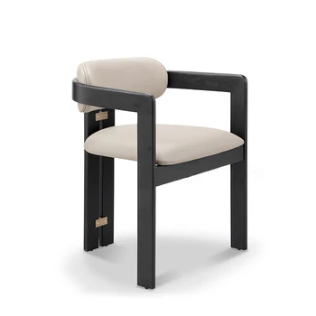 Moderni Valgomojo kėdės, Medinės odos pagalvėlės viešbutis kėdė