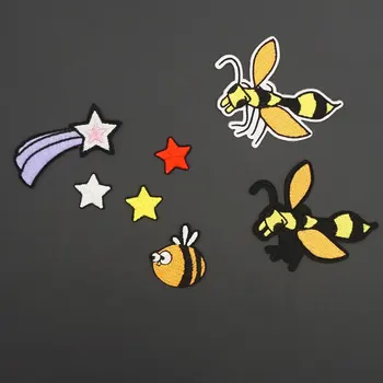 Žvaigždės ir mielas bičių dragonfly Išsiuvinėti GELEŽIES Lopai aprengti PASIDARYK pats Apdailos Priedai Appliques