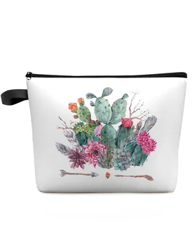 Kaktusas Gėlių Rodyklių Didelės Talpos Kelionės Kosmetikos Krepšys Nešiojamų Makiažas Saugojimo Dėklas Moterų Vandeniui Pieštukas Atveju