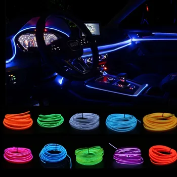 LED Juostelė Automobilių Atmosfera Lempos Automobiliu Interjero Apšvietimo Apdaila Girliandą Lynas Vamzdžių Linijos, Lankstus, Neoninės Šviesos, USB atmintinė,