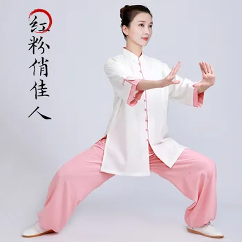 Medvilnės Skalbiniai Moterų Kovos Menų Kungfu Chi Uniformas Prarasti Kinijos Palaidinukė+ziajać Meditacijos, Jogos Treniruotės Atsitiktinis Fitneso Rinkinys