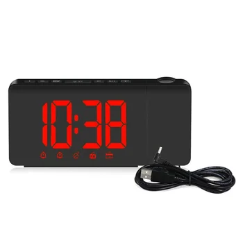 USB Valdomi LED Projection Alarm Clock Pritemdomi FM Radijo Stalinis Laikrodis su Sukiojamomis Projektorius Dual Signalizacijos Atidėjimo Funkcija