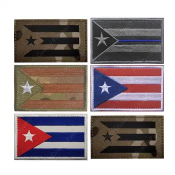 Pietų Amerikos vėliava, Puerto Rikas IR identifikavimo ženklelis Kuba atspindintis raištį moralę ženklelis išsiuvinėti Išsiuvinėti pleistrai