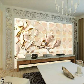 beibehang 3d custom foto tapetai, sienų freskomis sienų lipdukai Iškilumo magnolija smiltainio fone murales de sumalti sienos popieriaus