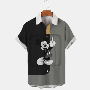 2023 Naujas Disney Marškinėliai Mens Top Aukštos Kokybės Havajų Marškinėliai Stitch Spausdinamas Vieną Mygtuką Mens Marškiniai Plius Dydis 5XL