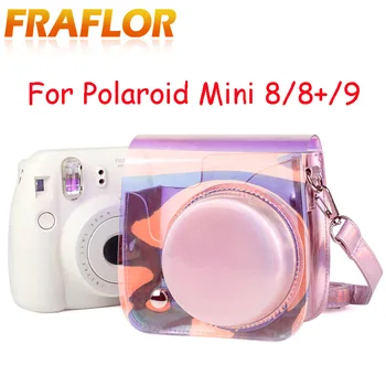 Už Polaroid Mini 8/ 8+/9 Magic Dream Spalva Fotoaparato Krepšys Skaidrus Lazerio Maišelį Mini PU Odos Apsauginis dėklas Su Peties Dirželis
