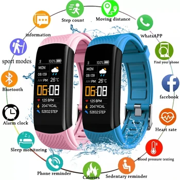 Vyrai Digital Smart Watch Širdies Ritmas, Kraujo Spaudimas Vandeniui Smartwatch Fitbit Spalvinga Ekrano Sporto Laikrodžiai Fitness Tracker