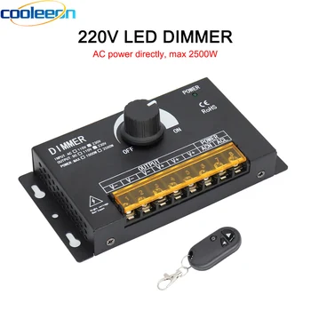 AC 220V Dimeris LED Šviesos Juostelės Max 2500W Didelės Galios RF Nuotolinio valdymo pultelis Tamsos Rankenėlę Tolygus Reguliatorius Swtich 0~100%