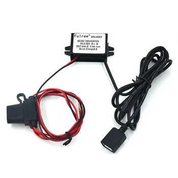 Automobilių Elektros Keitikliai 4-40V-3.7-12V/2,5 A su Greitai Įkrauti 3.0 USB-A Female Kabelio