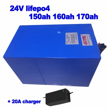 LiFePO4 LVP 24V 150ah 160ah 170ah ličio geležies fosfatas Baterija skirta off-grid saulės energijos galios krautuvas EV + 20A įkroviklis
