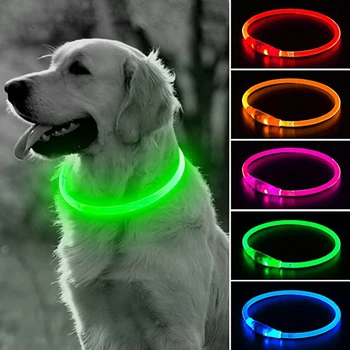USB Įkrovimo Led Šviesos Apykaklės Lauko Šuo Vaikščioti Nuostolių Prevencijos Apykaklės Nuimamas Žėrintis naminių Gyvūnėlių Apykaklės Šunų Šunų Produktus