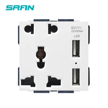 SRAN 52*52 Universalus 5pin lizdas su usb,lizdo funkciją modulis reikmenys, tinkami 86*86mm plokštės