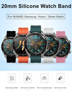 20mm Silikono Žiūrėti Juostos Huawei /Samsung /Garbės Žiūrėti Mada Sporto Smart Žiūrėti Dirželio Pakeitimo Watchband už Amazfit Pvp