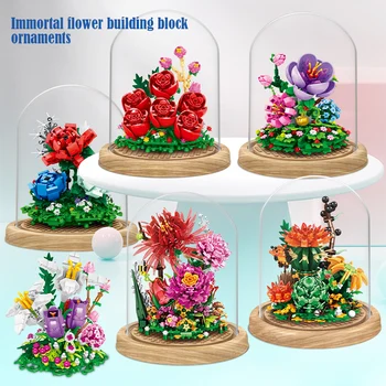 2022 Miestas Mini Nemirtingas Gėlių Ornamentu Modelio Blokai Draugais Rose Namų Puošybai 