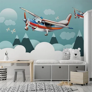 wellyu Individualų didelės freskos Šiaurės minimalistinę rankų darbo dažytos animacinių filmų lėktuvo vaikų kambarys fono sienos tapetai