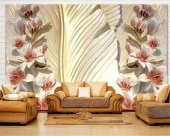 wellyu Užsakymą tapetai 3d freskos Обои plunksnų gėlių reljefo, gyvenamasis kambarys miegamasis stereo TV wall dokumentai namų dekoro papel de parede