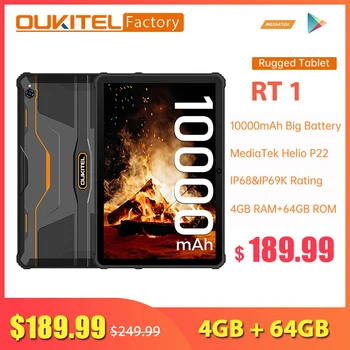 Oukitel RT1 10.1 Colių FHD 10000mAh Tvirtas Tablet Telefonas 4GB+64GB Octa Core 
