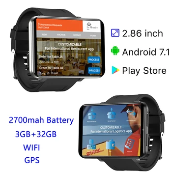 2.86 Colių Didelis Ekranas 4G Smart Žiūrėti Android 7.1 3GB 32GB GPS WIFI, 5MP Kamera, 480*640 Rezoliucija 2700mah Baterija, 
