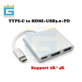 3-in-1 USB C į HDMI Adapteris HDMI Hub Adapteris 4K USB C Multiport Adapteris USB C Konverteris, skirtas MacBook/ 
