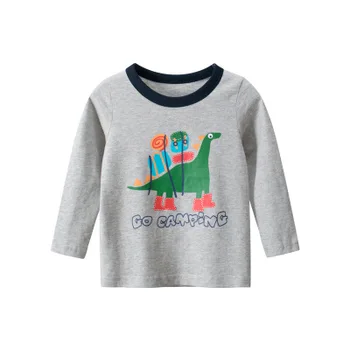 Berniukams ilgomis Rankovėmis T-shirt Kūrybos Dinozaurų Batai su Raidžių Spausdinimo Apvalios Apykaklės Viršaus Vaikų Drabužius 1-9 Metų