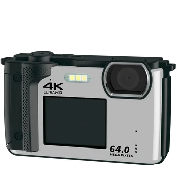 4K 16X Skaitmeninis Fotoaparatas Priekiniai ir Galiniai HD Dvigubas Ekranas Su WiFi Professional Kameros Vlog Išorės Objektyvas