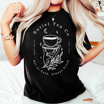 Suriel Arbatos Co T-shirt Estetinės Acotar Mokytas Marškinėliai, Viršuje Derliaus Moterų Grafinis arbatėlė Marškinėlius
