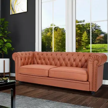 klasikinis sofą 3-sėdynė originali oda medžio masyvo ąžuolo kojos