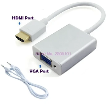 50 vienetų HDMI Suderinamus VGA su Garso Kabelis HDMI Suderinamus į VGA Adapteris Vyrų ir Moterų 1080p