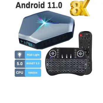 Transpeed Android11 Amlogic S905X4 TV BOX A95X F4 RGB Šviesos TV Box Dual Wifi 8K 4K 3D BT5.0 Media Player 