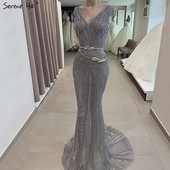 Dubajus Pilka Prabanga Undinė Dizaino Vakare Suknelės V-Kaklo Kristalų Duobute Oficialų Suknelė 2023 Giedras Hill LA60916