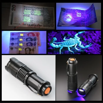 ZK30 Zoomable UV LED Žibintuvėlis Mini LED Žibintuvėlis 395nm lempos Bangos ilgis yra Violetinės Šviesos Augintinio Šlapimo Skorpionas Moteriškas Detektorius