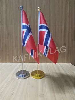 KAFNIK,Norvegija Biuro stalas stalas vėliava su aukso arba sidabro spalvos metalo stiebo pagrindo 14*21cm šalies vėliavos nemokamas pristatymas