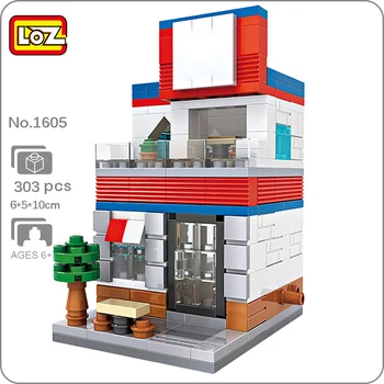 LOZ 1605 Miesto Gatvė, Greito Maisto Parduotuvė Hamburger Restoranas Architektūros Mini Blokų, Plytų Pastatas Žaislas Vaikams, Dovana, Ne Lauke