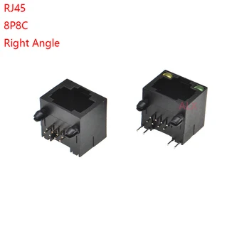 10VNT juoda RJ45 Tinklo Ethernet MOTERŲ kištukinis LIZDAS su šviesos stačiu KAMPU 56 8P8C moterų jungtis.