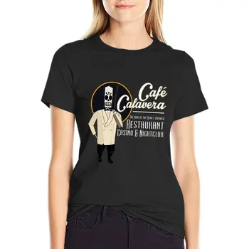 Kavinė Calavera T-Shirt viršūnės juodos spalvos marškinėliai Moterims