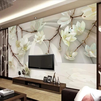 wellyu Užsakymą tapetai, 3D stereo tapybos magnolija kambarį, miegamąjį, TV foną, sienos papel de parede 3d tapetai, freskos