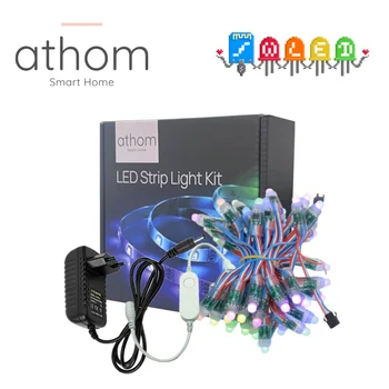 Athom WLED Starter Kit WS2812B 5M 10 led/m ESP8285 Naudoti LED Šviesos Juostelės