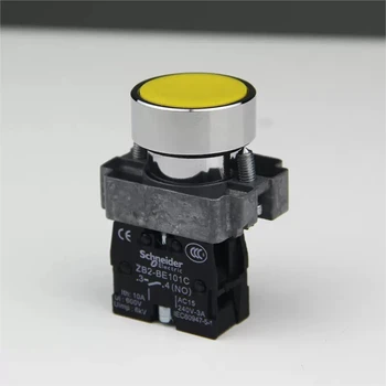 Geltonos plokščios galvos mygtuką perjungti XB2-BA51C (ZB2BZ101C+ZB2BA5C) save iš naujo - normaliai atviras, skylės dydis 22mm