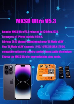 V5.3 MKSD ULTRA Visiems Vežėjams 5G-esim ESIM REŽIMAS 15.X-16 IOS16.X-13.X IP14 13 13mini 12/11/8/7/6/PLIUS/X/XS/MAX/XR/